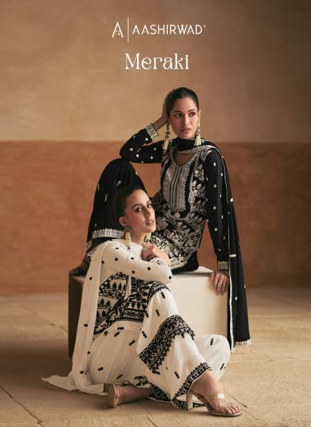 Meraki By Aashirwad Chinon Silk Plazzo Readymade Suits Wholesale Clothing Suppliers In India